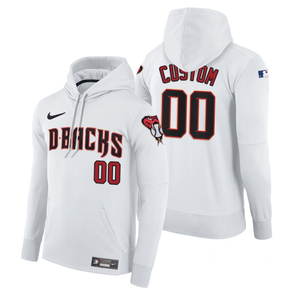 Men Arizona Diamondback #00 Custom white home hoodie 2021 MLB Nike Jerseys